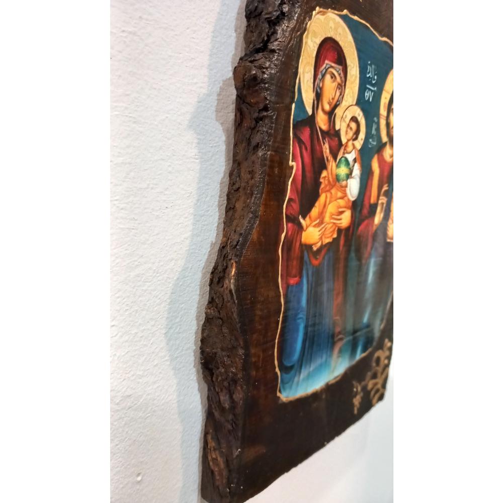 VIRGIN MARY AND JESUS ( HANDMADE ICON ON OLIVE WOOD ) - 1