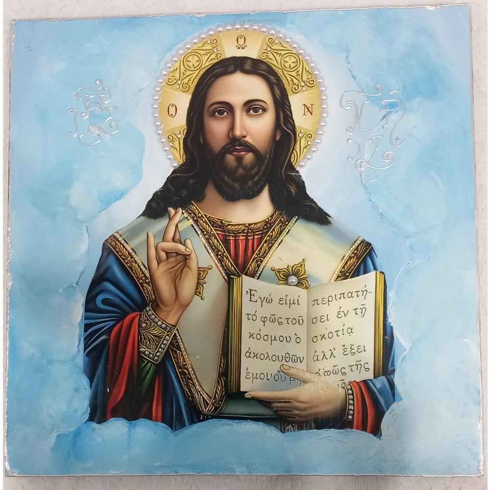 JESUS CHRIST ( HANDMADE IMAGE ON OLIVE WOOD ) - 0