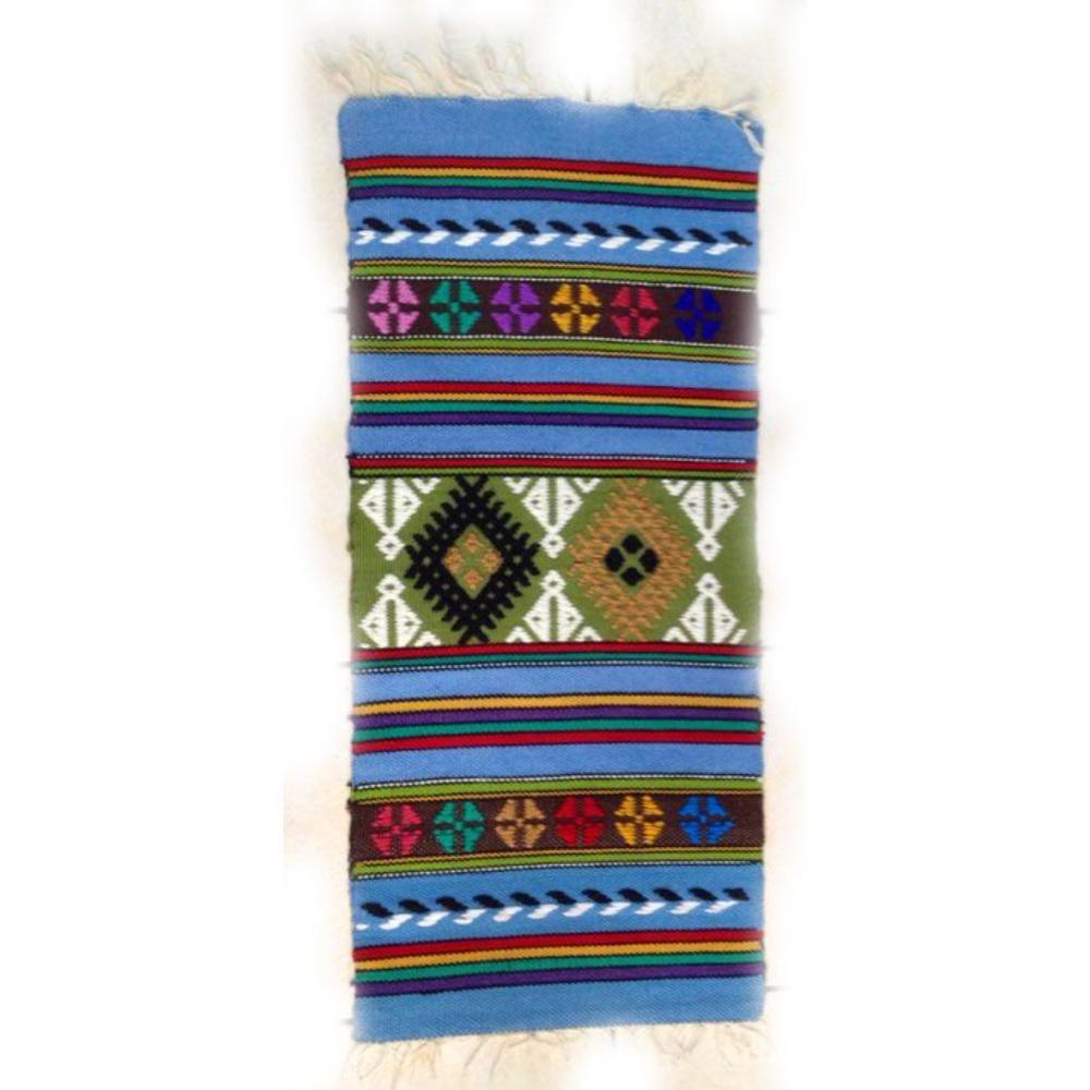 CRETAN WOOL TEXTILE HANDMADE IN LOOM WITH DESIGNS AND BEAUTIFUL COLORS(BLUE) - 0