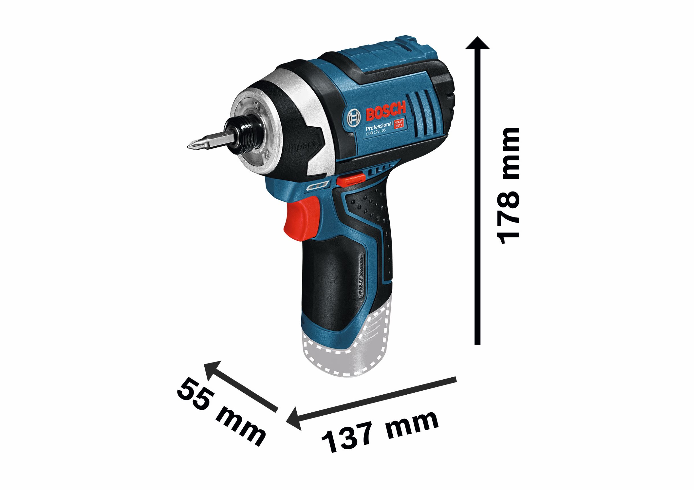 GDR 12V-105 Professional Cordless Impact Driver in L-Boxx Bosch - 3