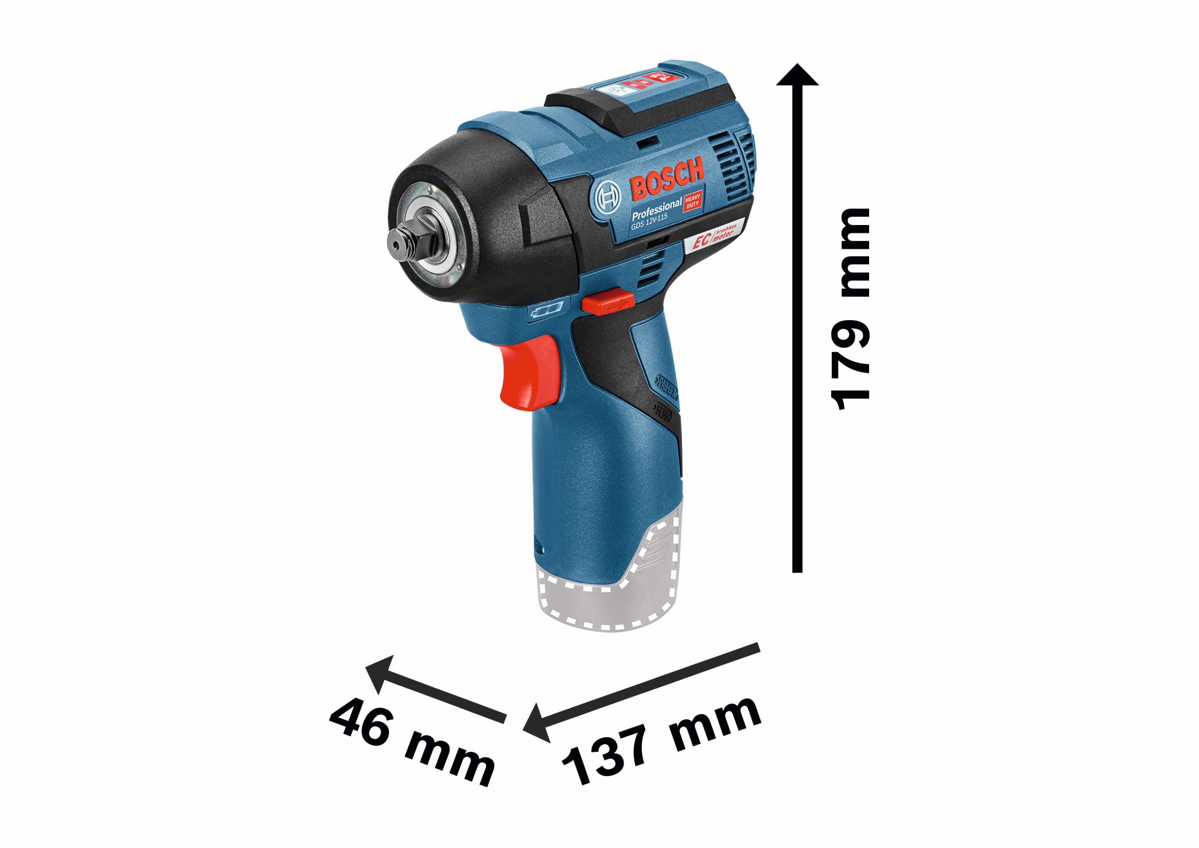GDS 12V-115 EC Professional Cordless Impact Wrench in L-Boxx Bosch - 3