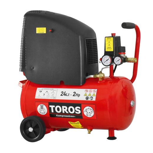 Trolley Single Block Aircompressor Oil-Free 24lt/2HP Toros