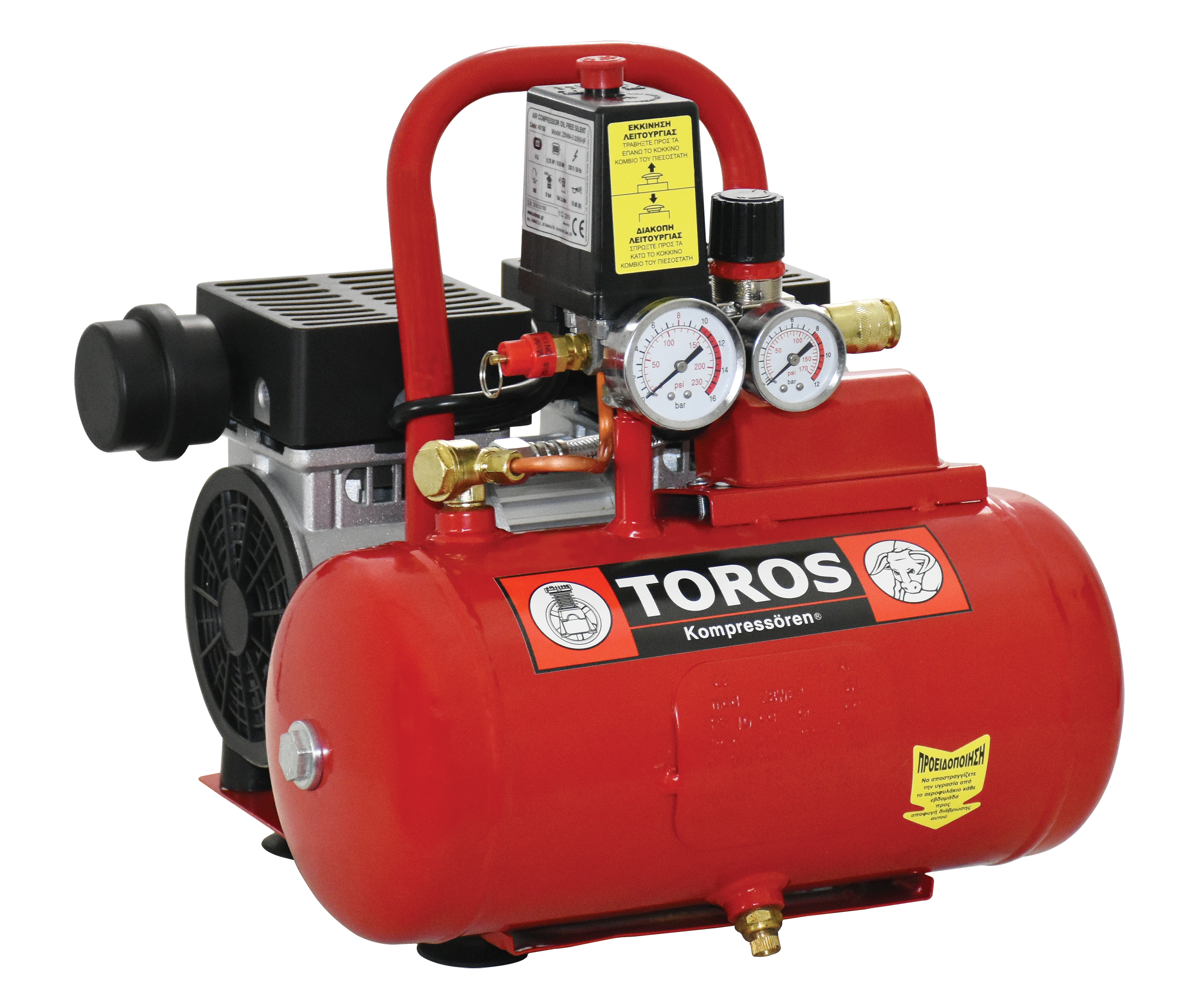 1Cylinder Low-Noise Oilfree Aircompressor 6Lt Toros