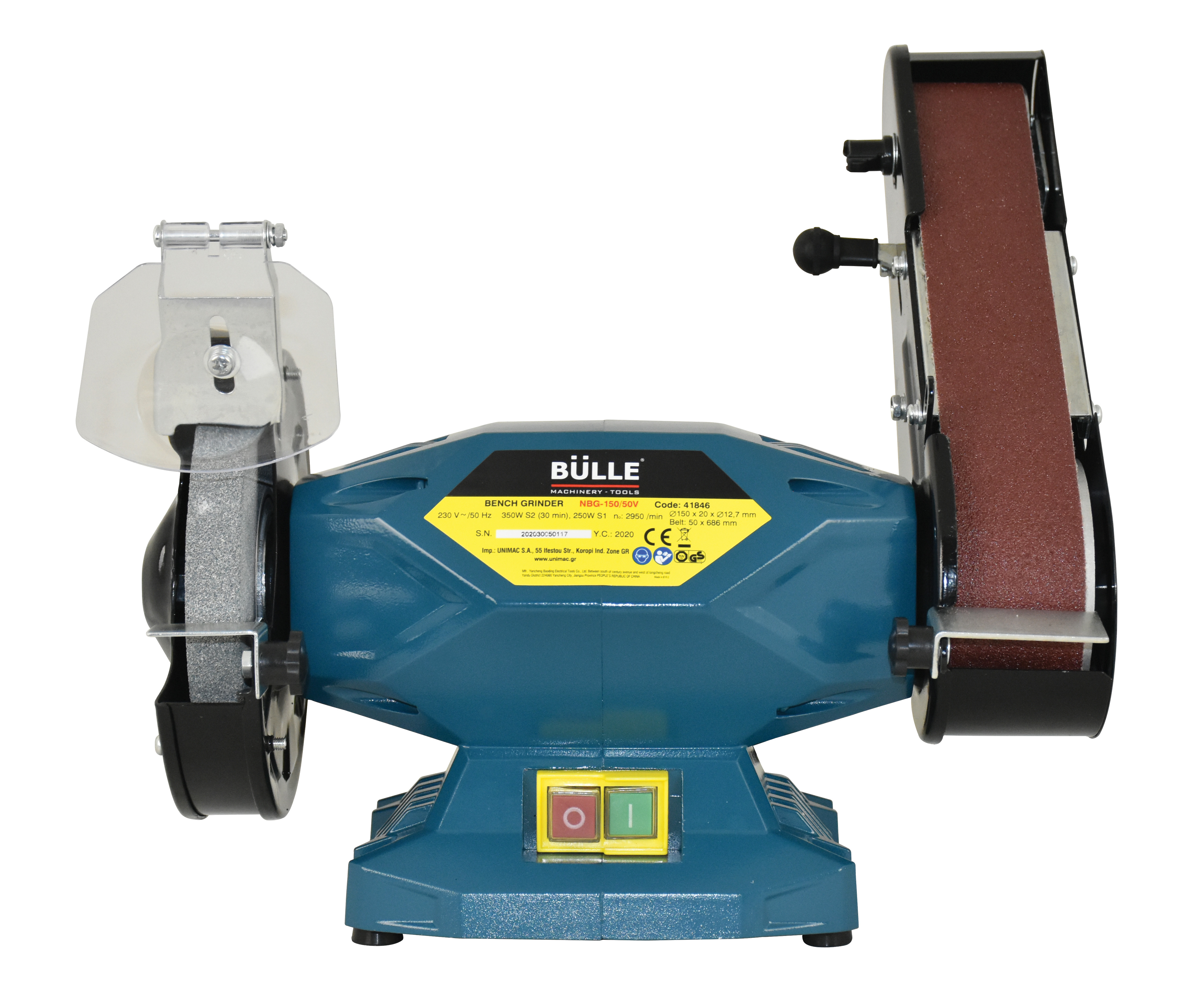 Dual Wheel Grinder Stone/Belt 150mm/50mm 350W Bulle