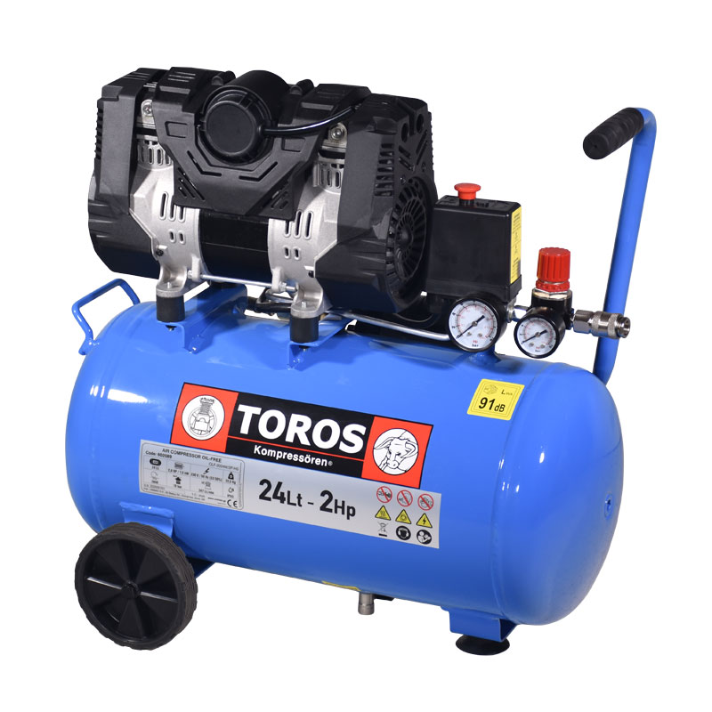 TOROS: ΑΕΡΟΣΥΜΠΙΕΣΤΗΣ OILFREE ΧΑΜΗΛΟΥ ΘΟΡΥΒΟΥ (SEMISILENT) 24LT/2,0HP – 10 BAR - 1