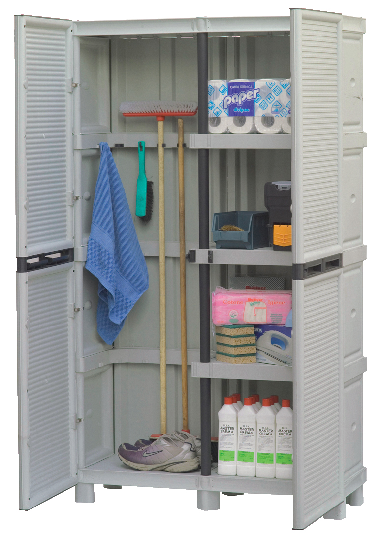 Plastic Cabinet with Shelves and broom space Concept Unimac - 2
