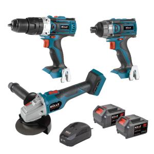 BULLE: 18V BRUSHLESS ΣΕΤ 3 ΕΡΓΑΛΕΙΩΝ: ΔΡΑΠΑΝΟΚΑΤΣΑΒΙΔΟ 60 Nm+ ΠΑΛΜΙΚΟ ΚΑΤΣΑΒΙΔΙ 180 Nm + ΓΩΝΙΑΚΟΣ ΤΡΟΧΟΣ Φ125 mm ΜΕ ΤΑΧΥΦΟΡΤΙΣΤΗ 4.5Α ΚΑΙ 2 ΜΠΑΤΑΡΙΕΣ ΛΙΘΙΟΥ 4Ah - 18878