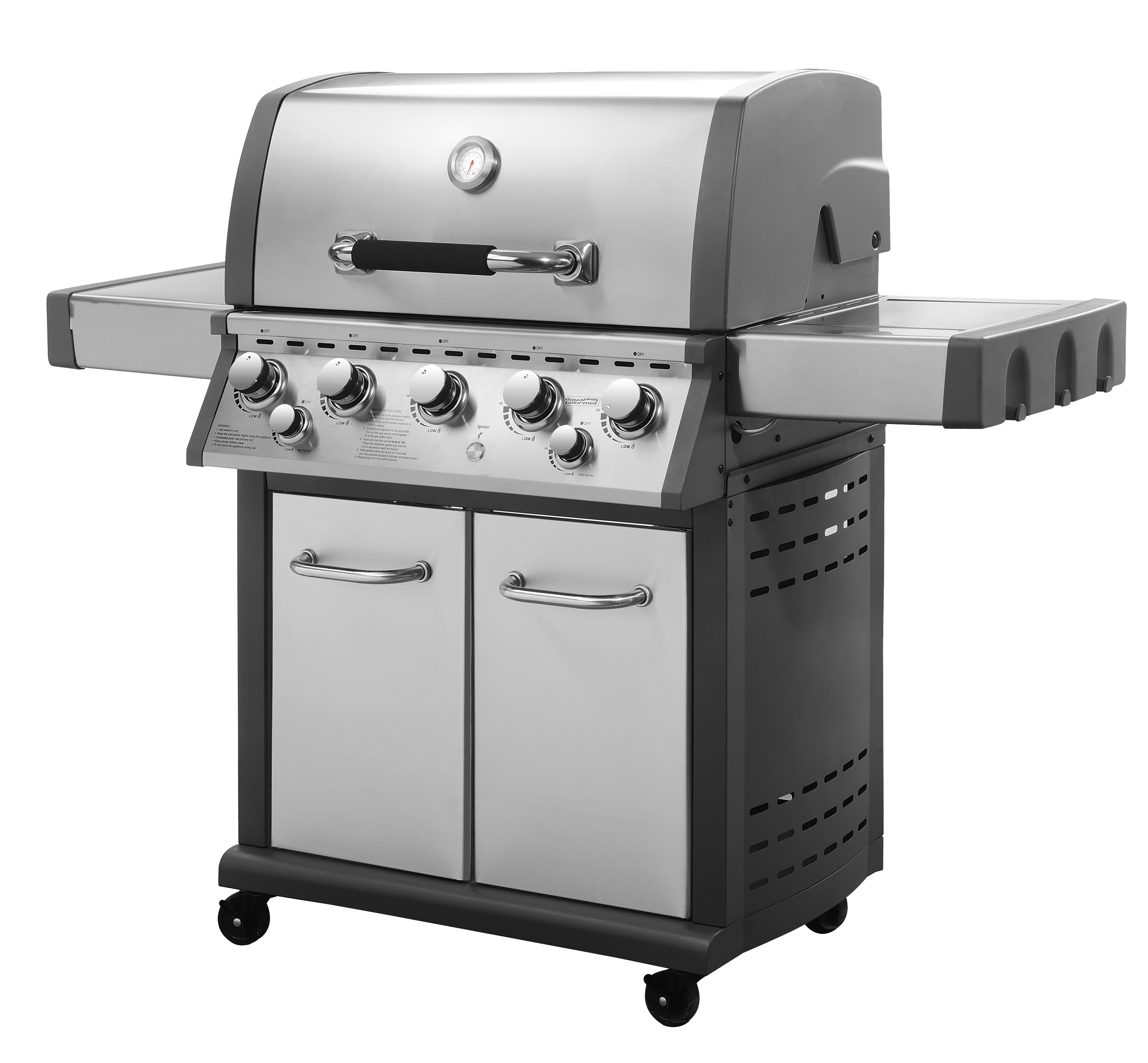 Gas Barbeque Premium INOX with 5 Burners +1 infrarerd and a side cob Unimac