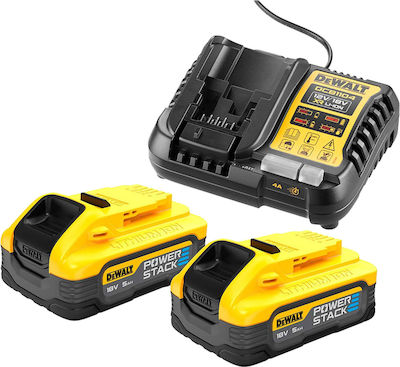 Σετ 2 Μπαταρίες 5Ah XR με Φορτιστή 18V Dewalt