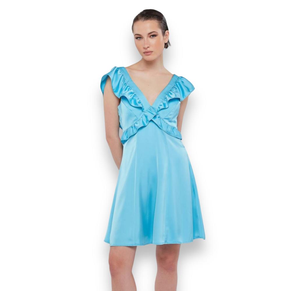 “V”-cut satin mini dress ARIELLA MIND MATTER 2023S027