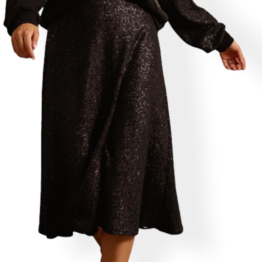 Lovin Cloz midi black skirt with paillette