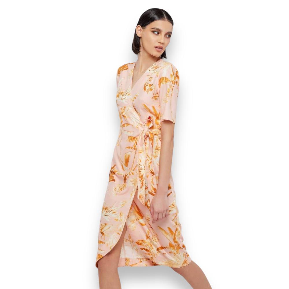 Φόρεμα κιμονό σε ροζ εμπριμέ ADRINA MIND MATTER 2023S366