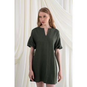 Μίνι λινό πράσινο φόρεμα CAIT MIND MATTER - 15300