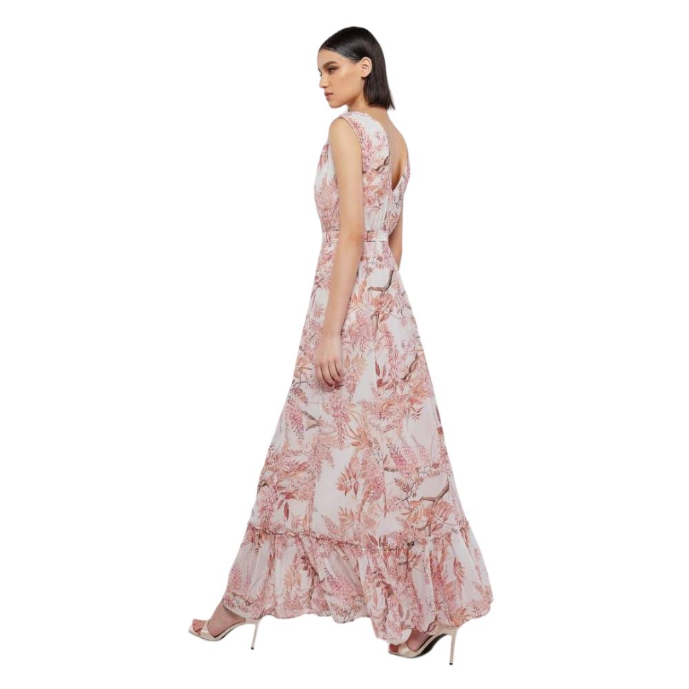 Μακρύ ροζ φλοράλ κρουαζέ φόρεμα LORENA MIND MATTER 2023S337