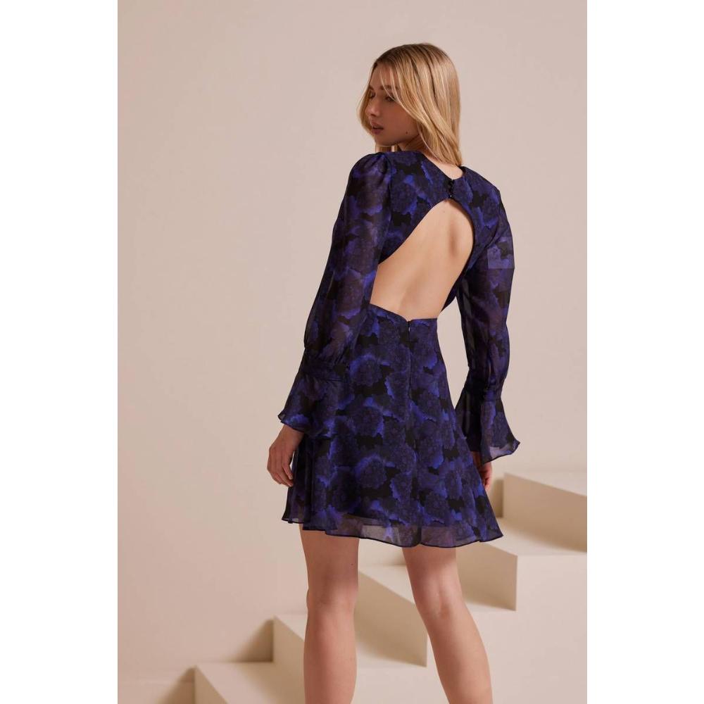 Open back mini dress in floral print PAISLEY MIND MATTER