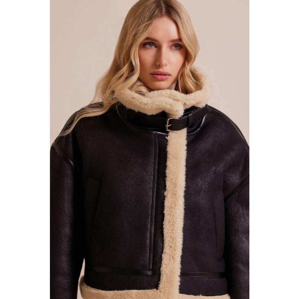 High neck faux leather jacket JOLENE MIND MATTER 