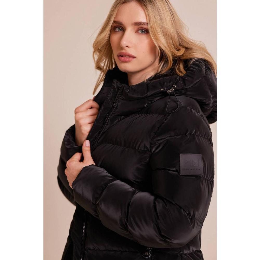 Hooded black puffer jacket SAVET MIND MATTER 