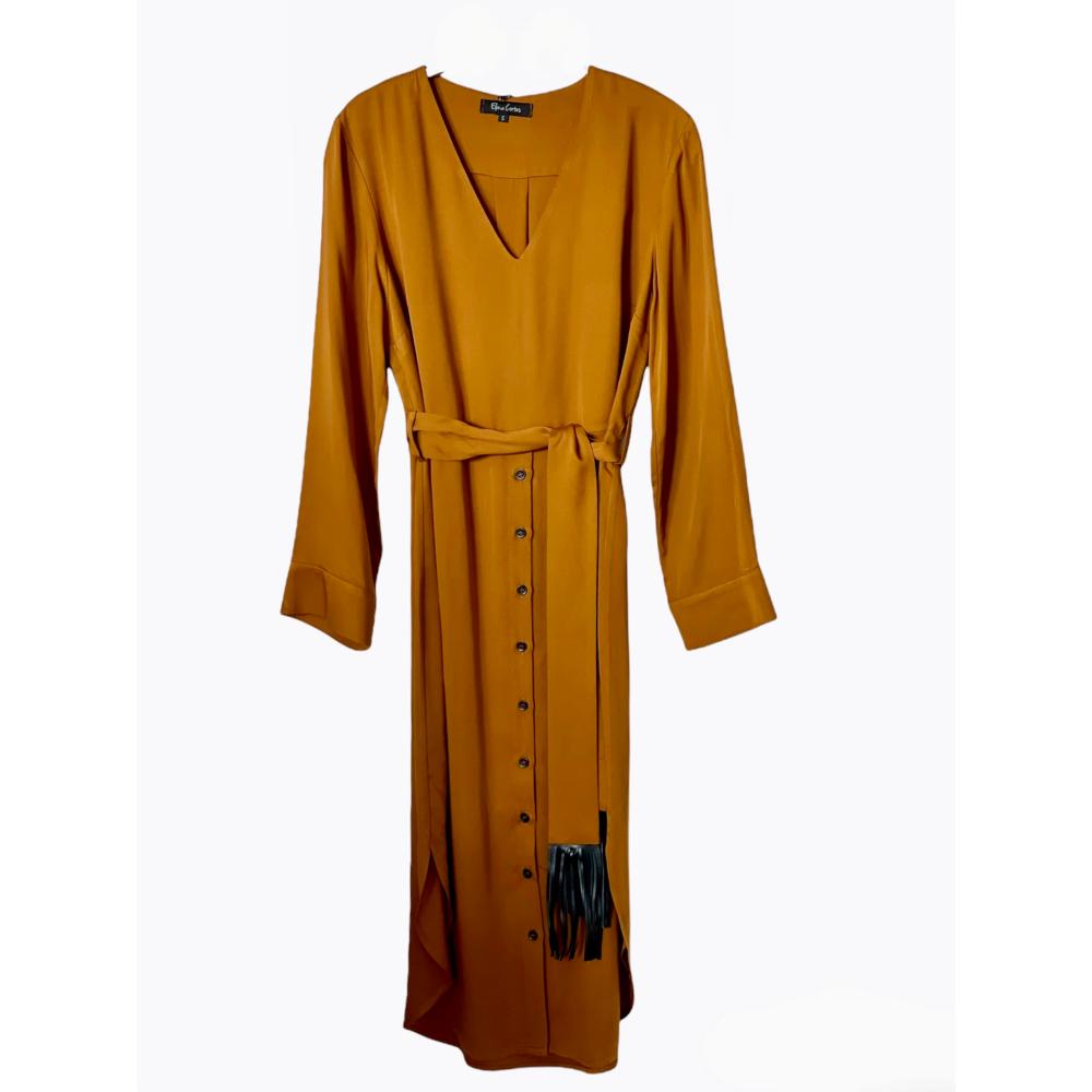 Eleria Cortes midi dress with belt and buttons