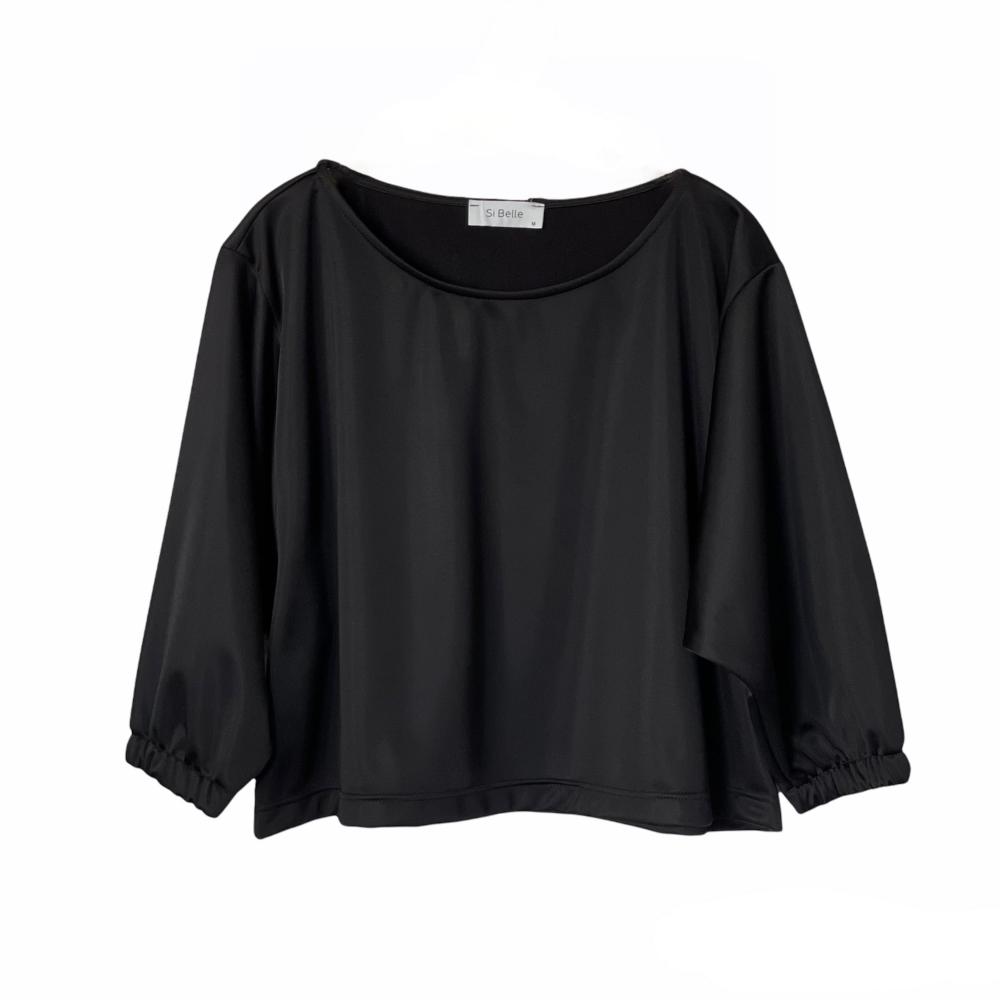 Si belle Μαύρη μπλούζα από γυαλιστερό φούτερ με 3/4 μανίκι