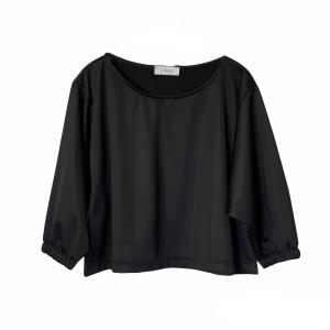 Si belle Μαύρη μπλούζα από γυαλιστερό φούτερ με 3/4 μανίκι - 2113