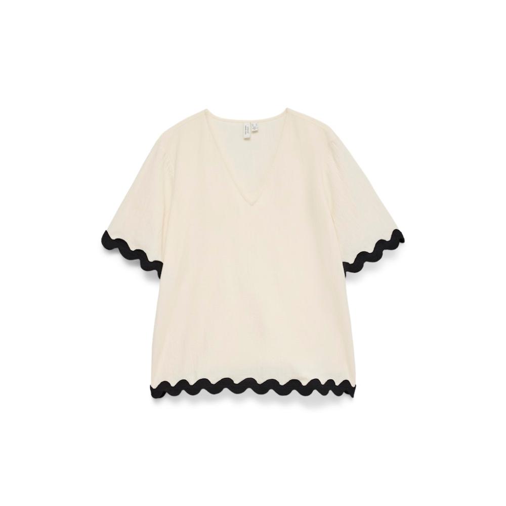 VMJENNA S/S V-NECK TOP WVN BTQ GA 10341323