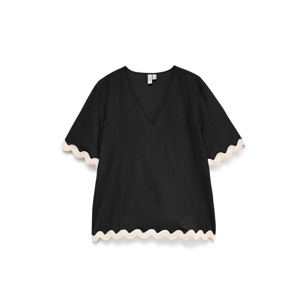 VMJENNA S/S V-NECK TOP WVN BTQ GA 10341323