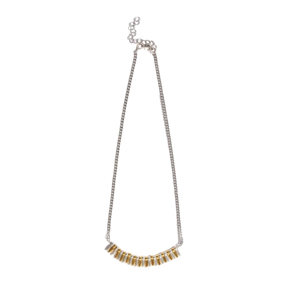 VOUS women's short necklace with steel chain silver-plated and gold-plated elements 24k. 