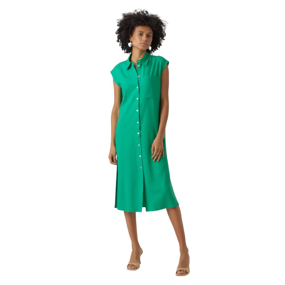Woman green calf shirt dress MYMILO VERO MODA 10282532 - 4