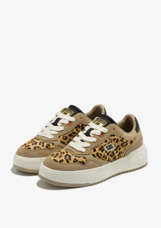 D. FRANKLIN ΓΥΝΑΙΚΕΙΑ ΔΕΡΜΑΤΙΝΑ SNEAKERS COURT FLAG LEOPARD DFSH321099