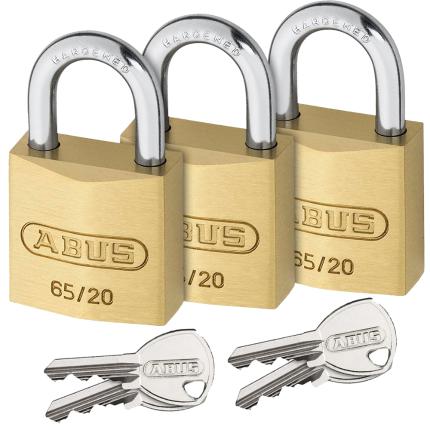 ABUS 65/20 Triples Λουκέτο ίδιο κλειδί ΣΕΤ 3 τεμάχια-0
