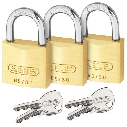 ABUS 65/30 Triples Λουκέτο ίδιο κλειδί ΣΕΤ 3 τεμάχια-0
