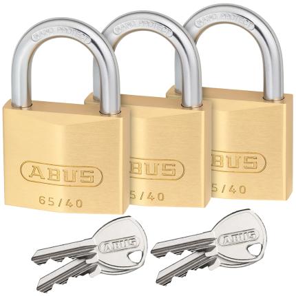ABUS 65/40 Triples Λουκέτο ίδιο κλειδί ΣΕΤ 3 τεμάχια-0