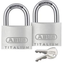 ABUS Titalium 64TI λουκέτο με ίδιο κλειδί επισκληρυμένο αλουμινίου ΣΕΤ 2 τεμάχια | 2 μεγέθη