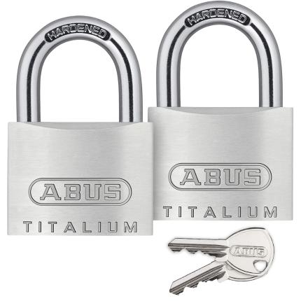 ABUS Titalium 64TI λουκέτο με ίδιο κλειδί επισκληρυμένο αλουμινίου ΣΕΤ 2 τεμάχια | 2 μεγέθη-0