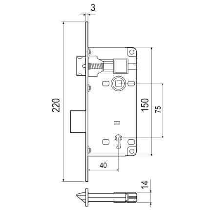 AGB Atene B005854006 Τετράγωνη Κλειδαριά μεσόπορτας ξύλινης 40mm | Νίκελ-1