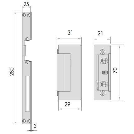 Ηλεκτρικό Κυπρί 24V CISA 15122 για απλές πόρτες με πλάκα μήκος 280mm-1