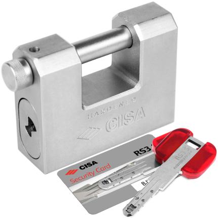 CISA RS3 28559  Monoblock steel padlock with copy-controlled key-0