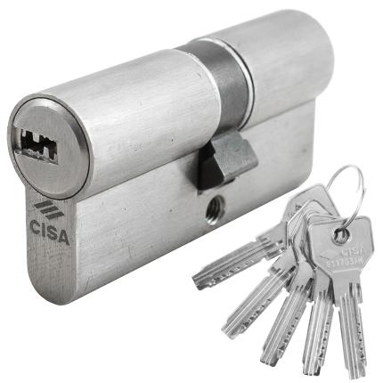 Cylinder Euro Profile 6 pin - Flat Key - CISA ASIX 0E300 | Nickel & Brass -0