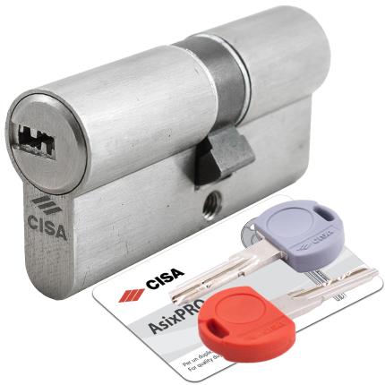 CISA ASIX PRO 0E300 SD Cylinder Euro Profile with 5+1 Building Site Flat Key SD 30-50mm | Nickel & Brass-0