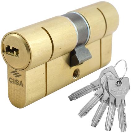 High Security Cylinder Euro Profile - Flat Key - Anti-Snap Cut CISA ASIX CUT 0E300RA | Nickel & Brass-0