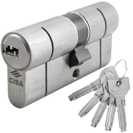 High Security Cylinder Euro Profile - Flat Key - Anti-Snap Cut CISA ASIX CUT 0E300RA | Nickel & Brass-0