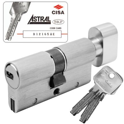 CISA ASTRAL S 0A3S7 Cylinder Euro Profile Thumbturn - Flat Key - & Anti-Snap Steel Βars | Nickel-0
