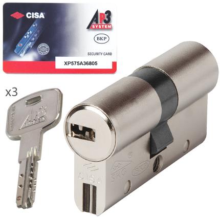 CISA AP3 S OH3SO High Security Cylinder Euro Profile - Controlled Flat Key Duplication Nickel & Brass-0