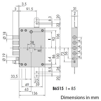 CISA Revolution Pro B6515 63mm Κλειδαριά θωρακισμένης κυλίνδρου, για αντικατάσταση ATRA-MOTTURA-POTENT-1