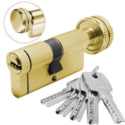 Cylinder Euro Profile Thumbturn - Flat Key - Anti-Snap Cut DOMUS ECON nickel 30-30mm | Brass-0