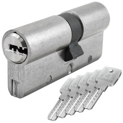 Cylinder Euro Profile - Flat Key - Anti-Snap Steel Βars DOMUS ALFA | Nickel & Brass-0