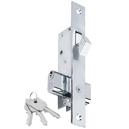 DOMUS 95016 Κλειδαριά Γάντζου με κύλινδρο για συρόμενες πόρτες 16mm  | Νίκελ-0