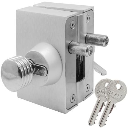 Κλειδαριά Πρόσθετη Ασφαλείας γυάλινης πόρτας, με κύλινδρο & πόμολο INAL 207.01-0
