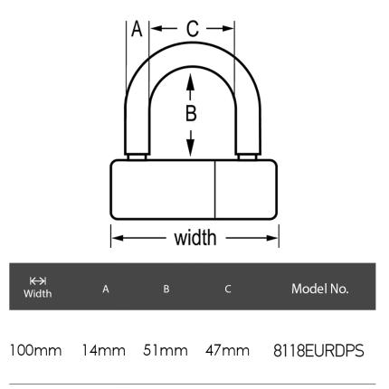U-Lock for Bicycle or Moto 51mm MASTER LOCK 8118DPF-2