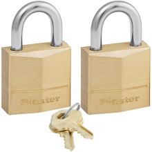 Solid Brass Body Padlock Keyed Alike MASTER LOCK 120EURT 2 Pack